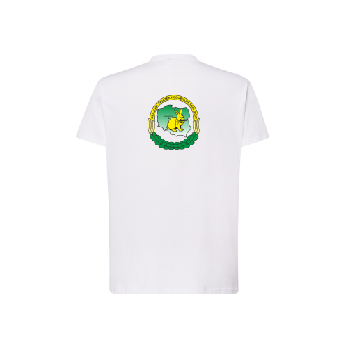 Biała Koszulka z Nadrukiem Krajowego Związku Hodowców Królików Rasowych